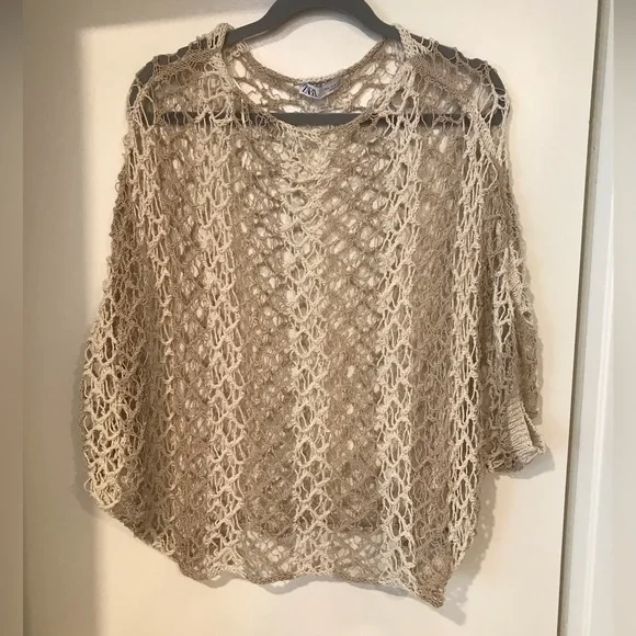 ZARA crochet knit top SZ M - Picture 2 of 6